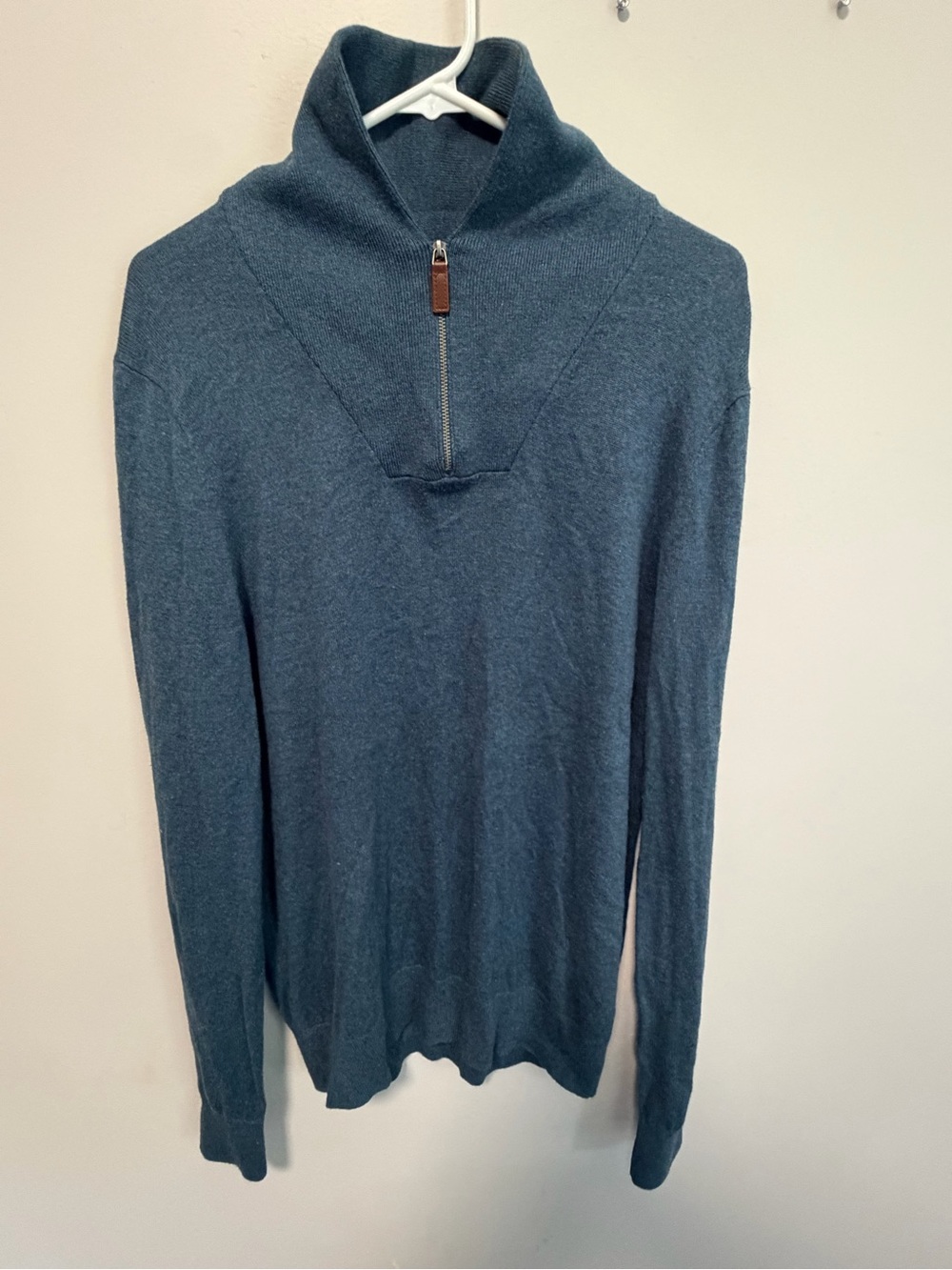 Banana Republic Premium Luxe Yarn Men's M Quarter-Zip Mock Sweater - Slate Blue